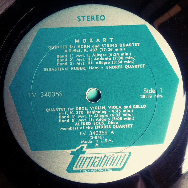 Mozart*, Endres Quartet* : Clarinet Trio / Oboe Quartet / Horn Quintet (LP, Album)