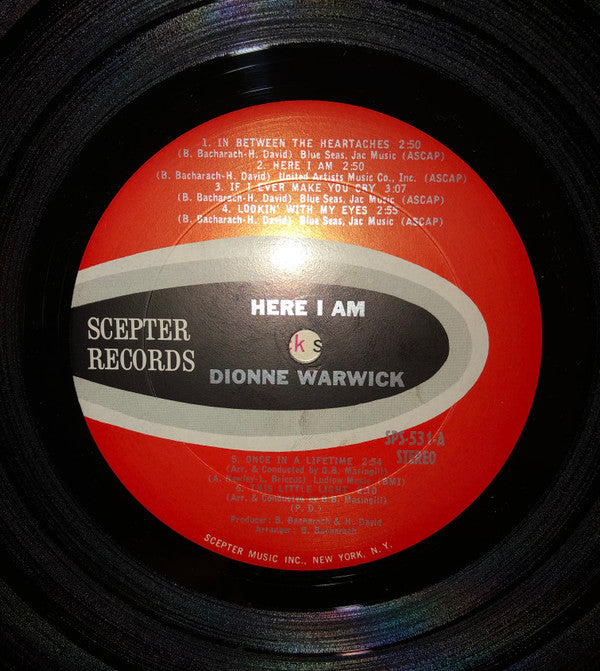 Dionne Warwick : Here I Am (LP, Album, Ter)