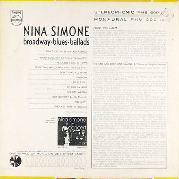 Nina Simone : Broadway - Blues - Ballads (LP, Album)
