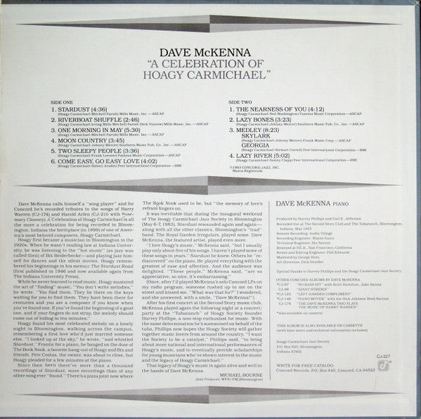 Dave McKenna : A Celebration Of Hoagy Carmichael (LP, Album)