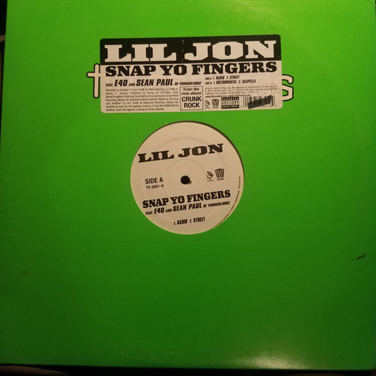 Lil Jon* Feat. E40* And Sean Paul (2) : Snap Yo Fingers (12", Promo)