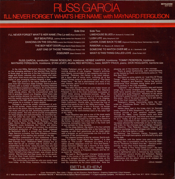 Russ Garcia* With Maynard Ferguson : I'll Never Forget What's Her Name (LP, Album, RE, Ter)