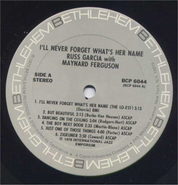 Russ Garcia* With Maynard Ferguson : I'll Never Forget What's Her Name (LP, Album, RE, Ter)