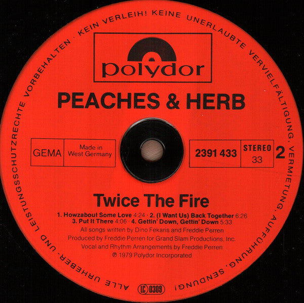 Peaches & Herb : Twice The Fire (LP, Album)