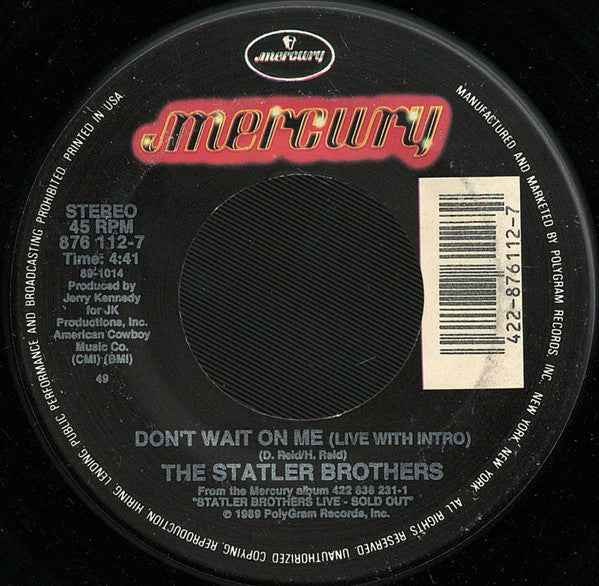 The Statler Brothers : A Hurt I Can't Handle (7", Single)