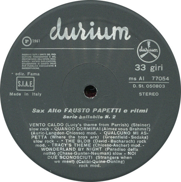Fausto Papetti : Sax Alto 2a Raccolta (LP, Album, RE)