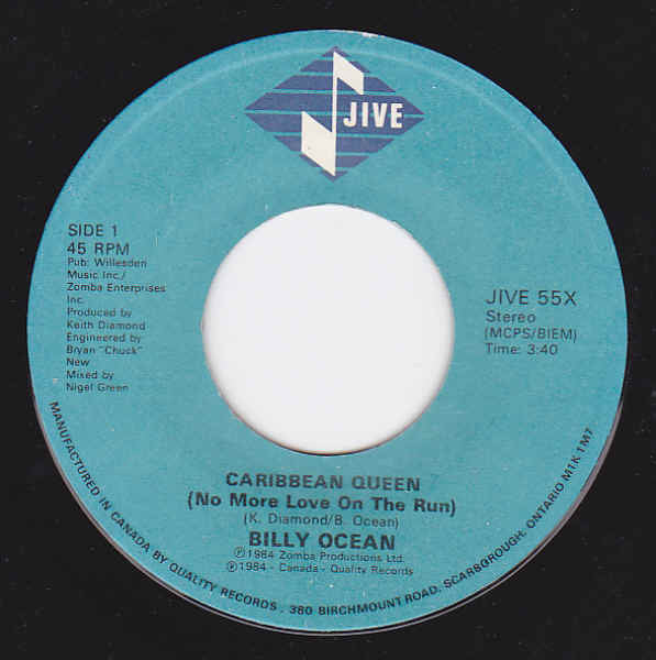 Billy Ocean : Caribbean Queen (No More Love On The Run) (7", Single)