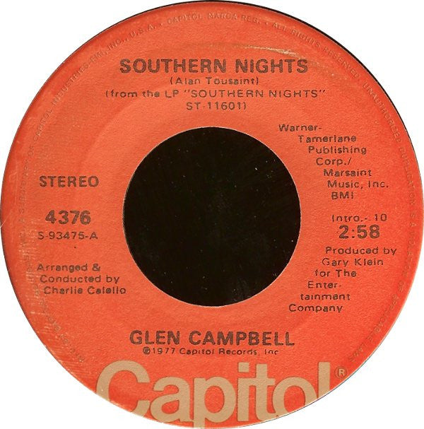 Glen Campbell : Southern Nights (7", Single, Win)