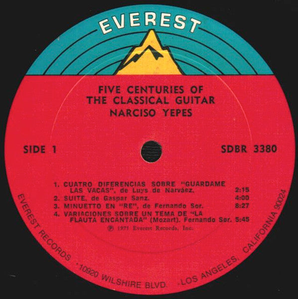 Narciso Yepes : Five Centuries Of The Classical Guitar (LP)