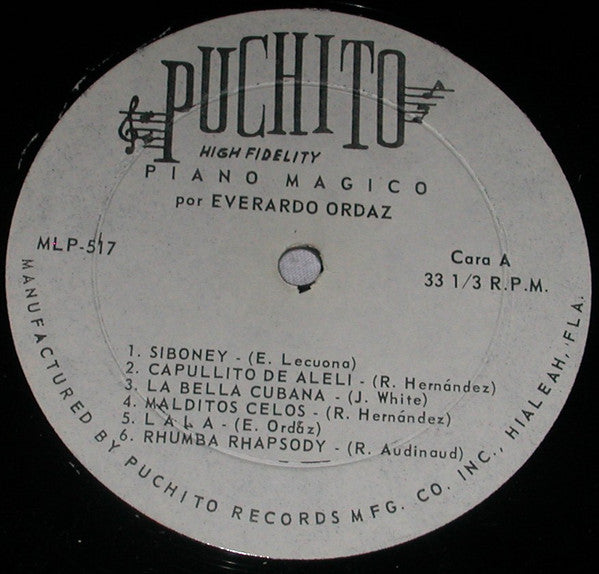 Everardo Ordaz : Piano Magico ( And Rhythm Accompaniment ) (LP, Album, RE)