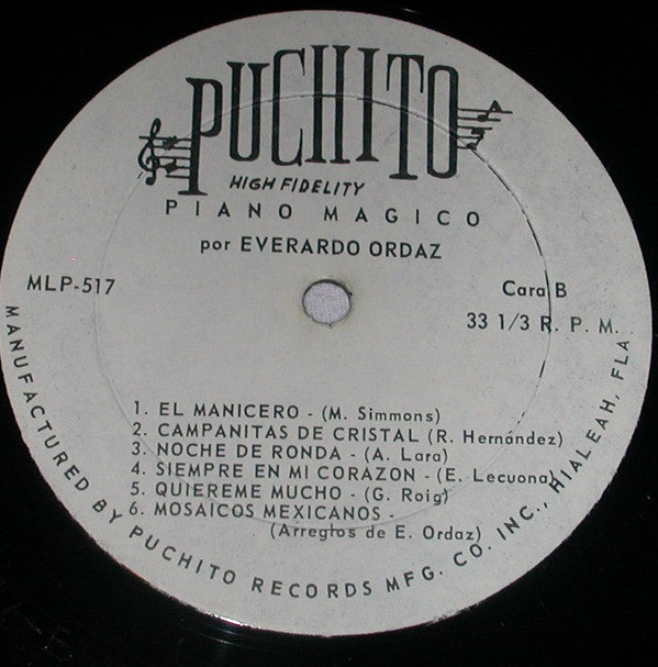 Everardo Ordaz : Piano Magico ( And Rhythm Accompaniment ) (LP, Album, RE)