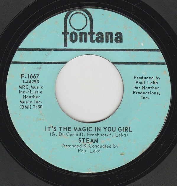 Steam : Na Na Hey Hey Kiss Him Goodbye / It's The Magic In You Girl (7", Single, Styrene, Mer)