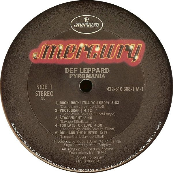 Def Leppard : Pyromania (LP, Album, Club, RE, 56-)