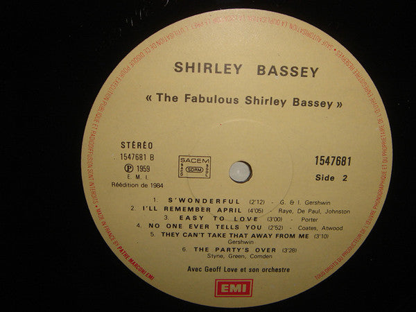 Shirley Bassey : The Fabulous Shirley Bassey (LP, Album, RE)