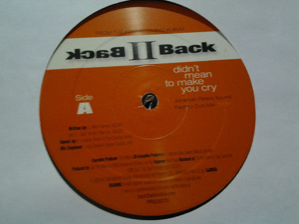 Back II Back (2) : Didn't Mean To Make You Cry (12")