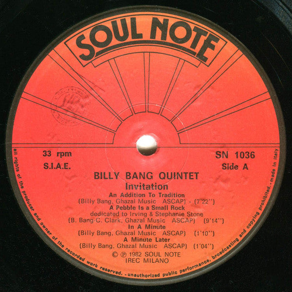 Billy Bang Quintet : Invitation (LP)