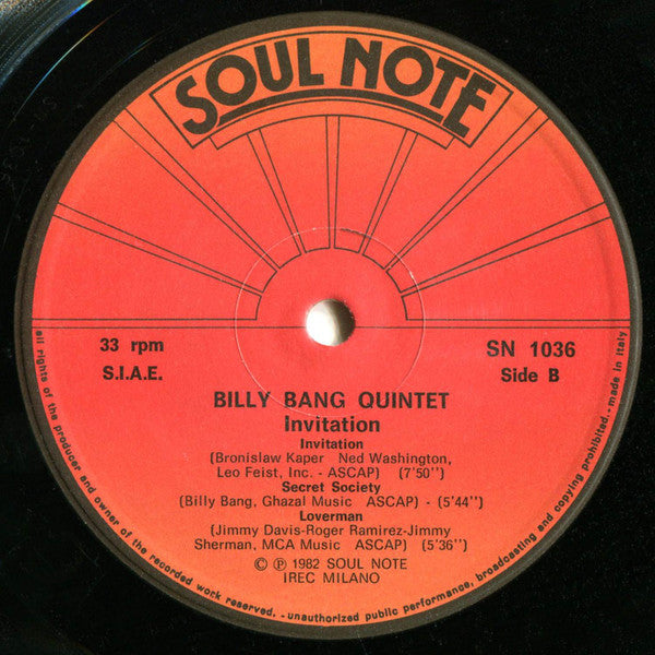 Billy Bang Quintet : Invitation (LP)
