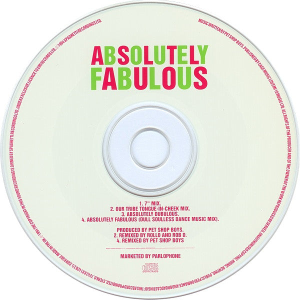 Absolutely Fabulous Produced By Pet Shop Boys : Absolutely Fabulous (The Single) (CD, Single)