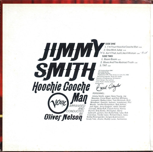 Jimmy Smith Arranged And Conducted By Oliver Nelson : Hoochie Cooche Man (LP, Album, Mono, MGM)