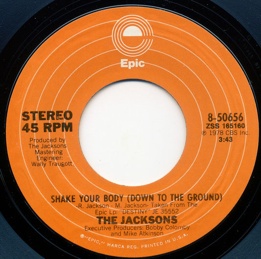 The Jacksons : Shake Your Body (Down To The Ground) (7", Single)