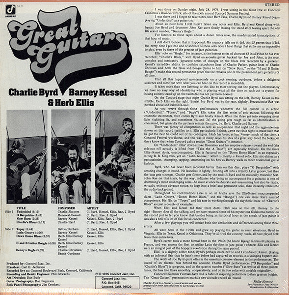 Great Guitars*, Charlie Byrd, Barney Kessel, Herb Ellis : Great Guitars (LP, Album, RP)