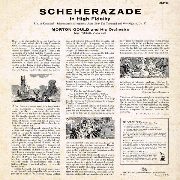 Rimsky-Korsakov*, Morton Gould And His Orchestra : Scheherazade In High Fidelity (LP, Album, Mono)