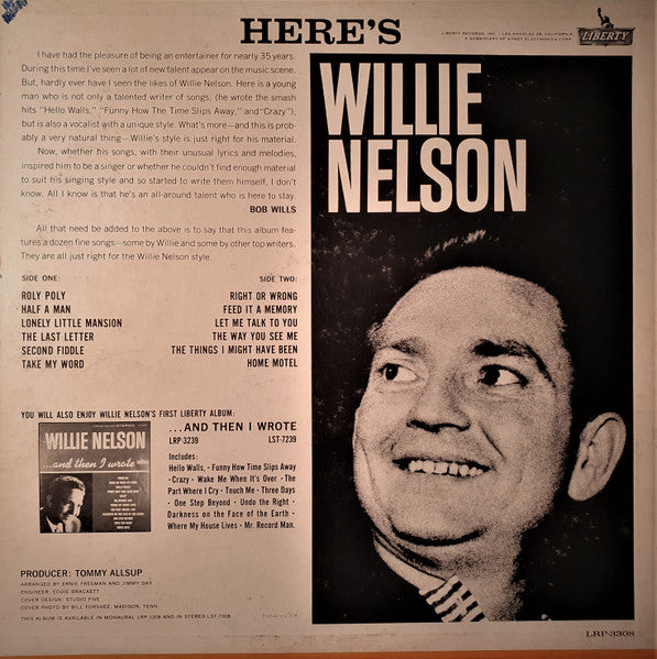 Willie Nelson : Here's Willie Nelson (LP, Album, Mono)