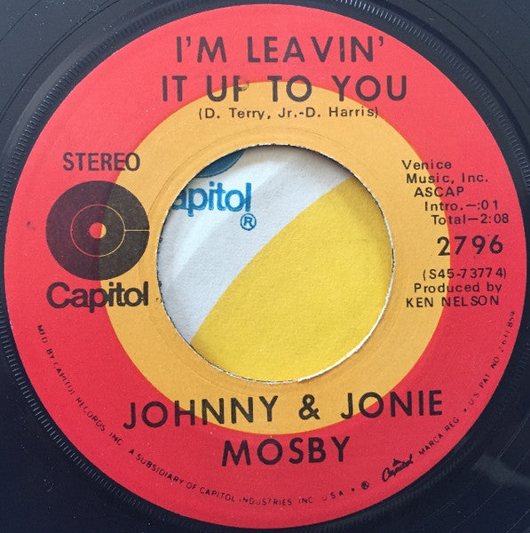 Johnny & Jonie Mosby : I'm Leavin' It Up To You (7", Single)