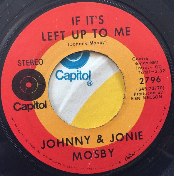Johnny & Jonie Mosby : I'm Leavin' It Up To You (7", Single)