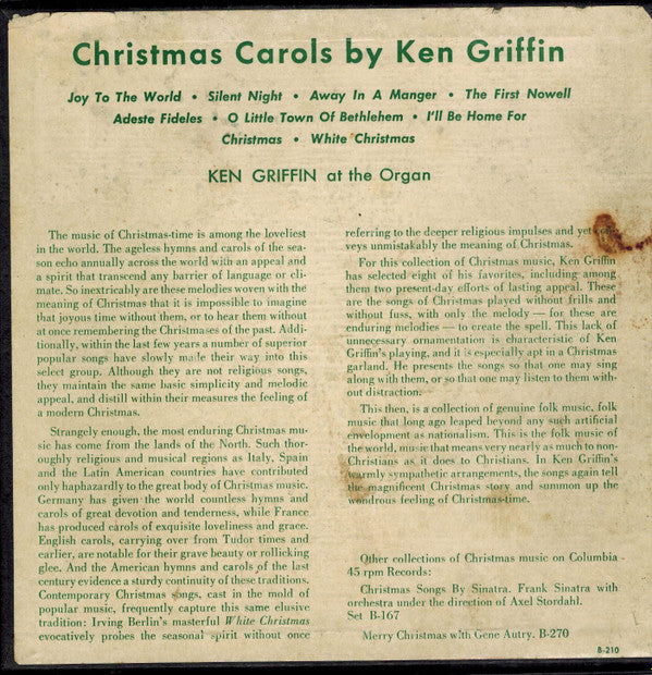 Ken Griffin (2) : Christmas Carols By Ken Griffin (4x7", Album + Box)