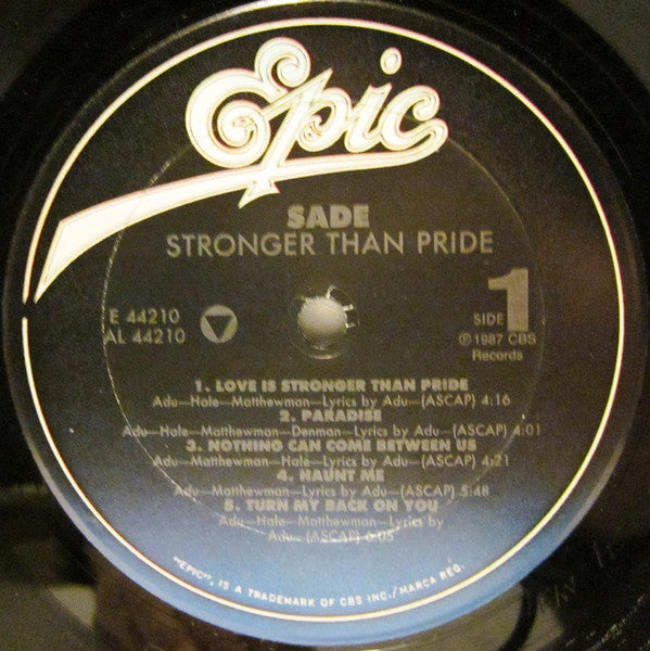 Sade : Stronger Than Pride (LP, Album, Car)