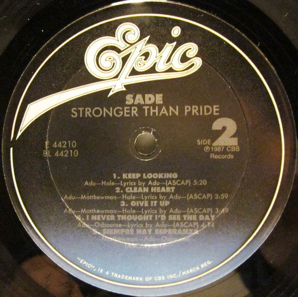 Sade : Stronger Than Pride (LP, Album, Car)