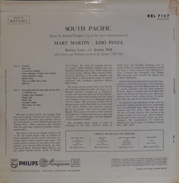 Mary Martin, Ezio Pinza, Richard Rodgers / Oscar Hammerstein II* With Original Broadway Cast* : South Pacific (LP, Album)