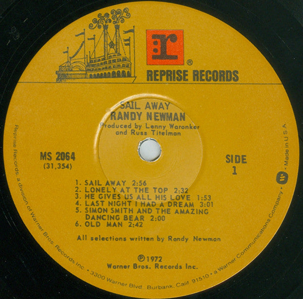 Randy Newman : Sail Away (LP, Album, RE, Win)