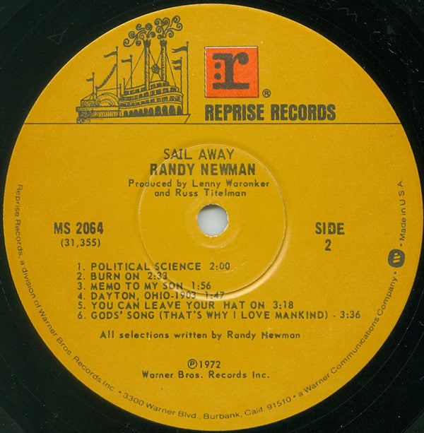 Randy Newman : Sail Away (LP, Album, RE, Win)