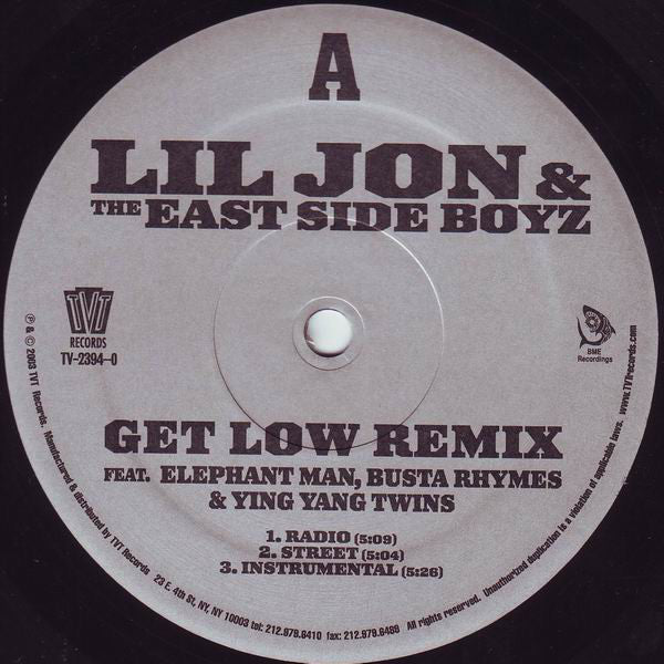 Lil Jon & The East Side Boyz* : Get Low (Remix) (12")