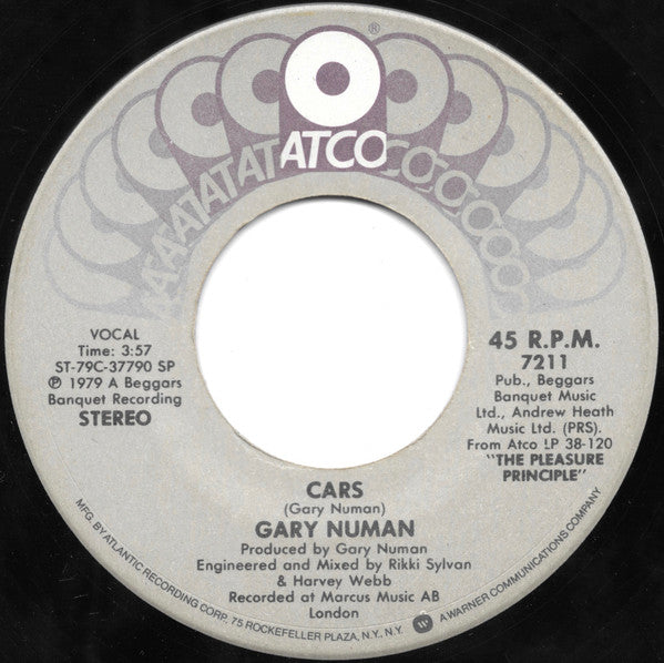 Gary Numan : Cars (7", Single, Spe)
