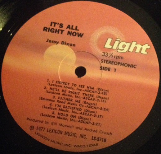 Jessy Dixon : It's All Right Now (LP, Album)
