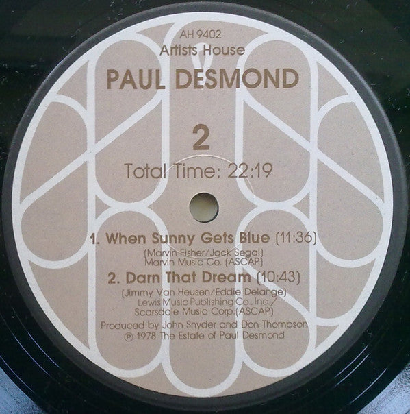 Paul Desmond : Paul Desmond (LP, Album, Gat)