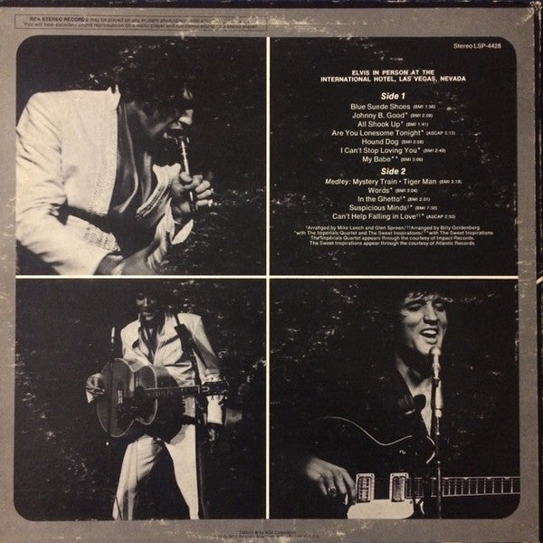 Elvis* : Elvis In Person At The International Hotel Las Vegas, Nevada (LP, Album)