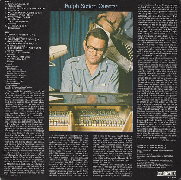 Ralph Sutton Quartet* : Ralph Sutton Quartet (LP)