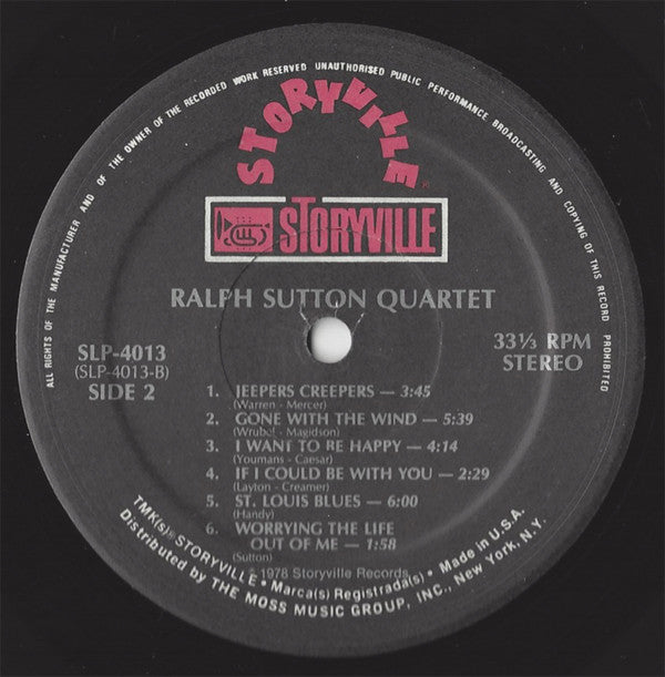 Ralph Sutton Quartet* : Ralph Sutton Quartet (LP)