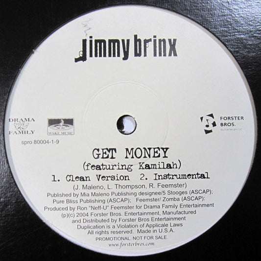 Jimmy Brinx : Get Money (12", Single, Promo)