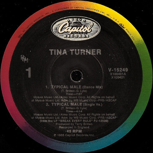 Tina Turner : Typical Male (Dance Mix) (12", Single, Spe)