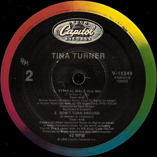 Tina Turner : Typical Male (Dance Mix) (12", Single, Spe)