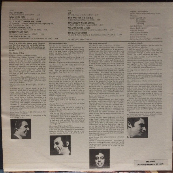 The Statler Brothers : Bed Of Rose's  (LP, Album, RE)