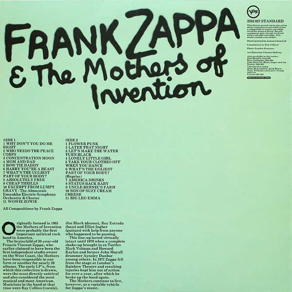Frank Zappa & The Mothers : Frank Zappa & The Mothers Of Invention (LP, Comp, Mono)