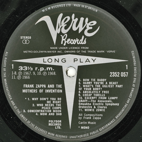 Frank Zappa & The Mothers : Frank Zappa & The Mothers Of Invention (LP, Comp, Mono)