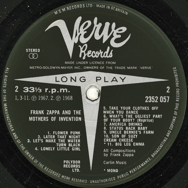 Frank Zappa & The Mothers : Frank Zappa & The Mothers Of Invention (LP, Comp, Mono)