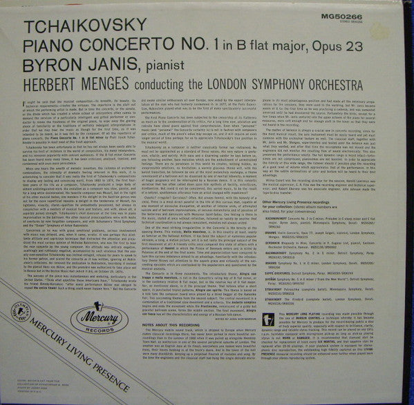 Tchaikowsky*, Byron Janis, London Symphony*, Herbert Menges : Piano Concerto No. 1 (LP, Album, Mono)